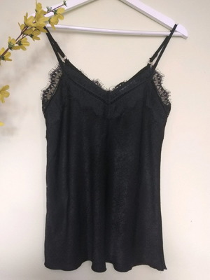 Satin camisole black used S-M with chest design