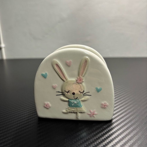 Easter ceramic salt and pepper set with napkin holder like new