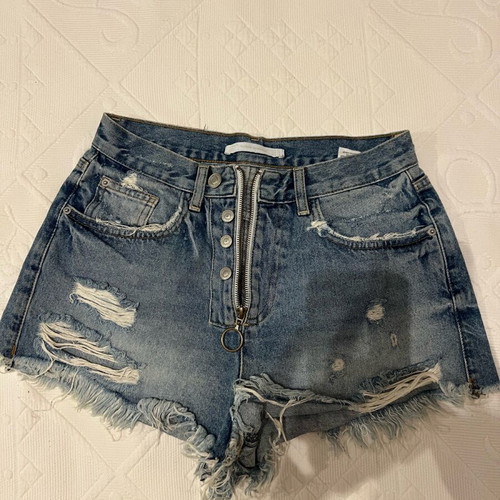 Zara TRF high-waisted denim shorts like new, blue, size S