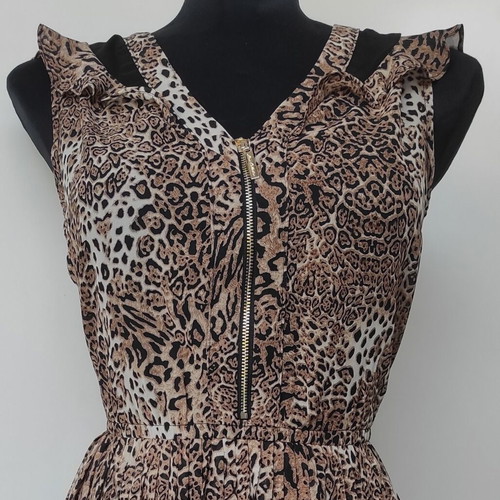Summer sleeveless dress like new, leopard brown, size M