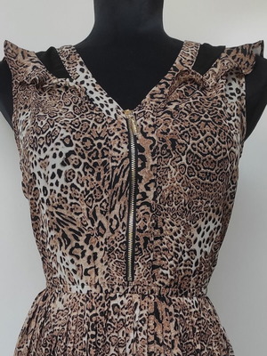 Summer sleeveless dress like new, leopard brown, size M