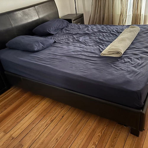 Double bed 160x200 leatherette used without storage
