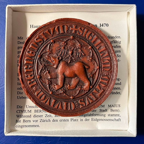 Historical Wax Seal of Bern 1470 with Original Case like new