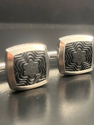 Montblanc Square Gemelos cufflinks used, stainless steel and rubber