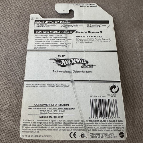 Hot Wheels Porsche Cayman S 2007 mainline gray new