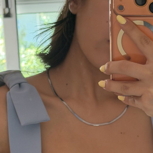 Silver snake chain necklace like new, minimal and elegant, 50 cm