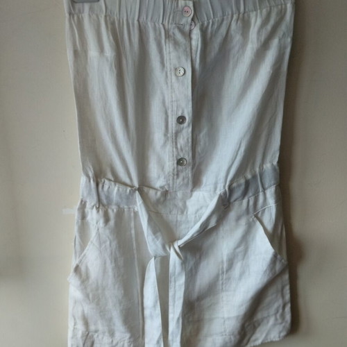 Benetton strapless linen dress with hidden straps, new, white, size M