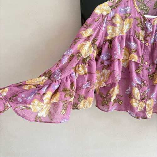 Zara floral shirt like new, size XS, pink and yellow