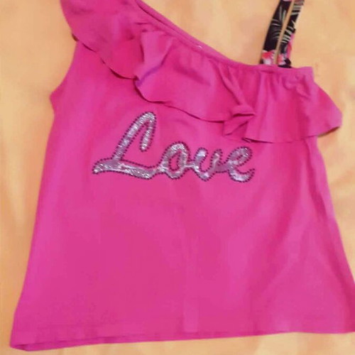 One-Shoulder Girls' Top EBITA fuchsia like new, size 12 years