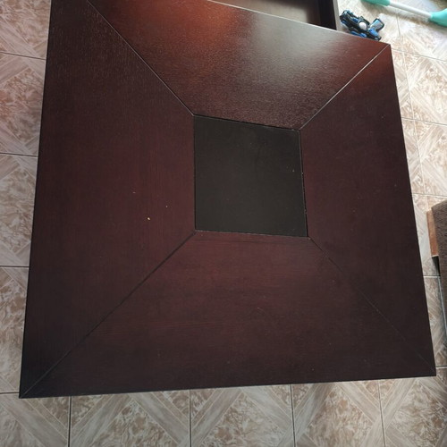 Wooden coffee table used with drawer and glass detail