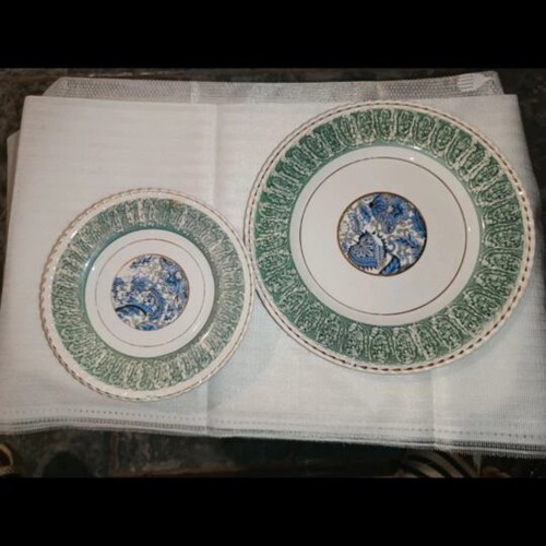 Vintage Minos plate set used, 6 pieces with floral paisley design