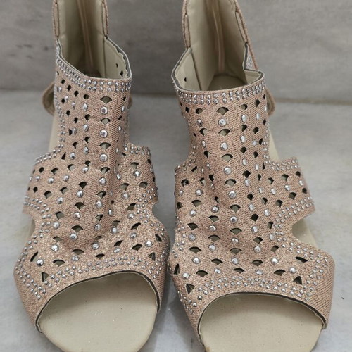 Women's elegant gold sandals with rhinestone decorations, new