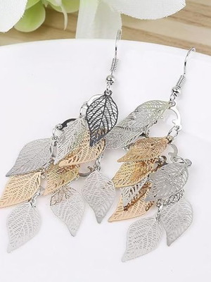Boho Filigree Earrings New Stainless Alloy with Leaf Design