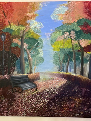 Canvas painting Rendezvous in the park new acrylic 70x70