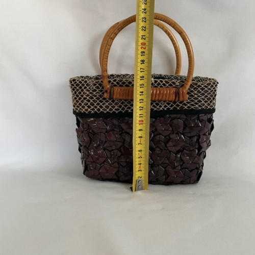 Handmade wooden handbag like new, brown/burgundy