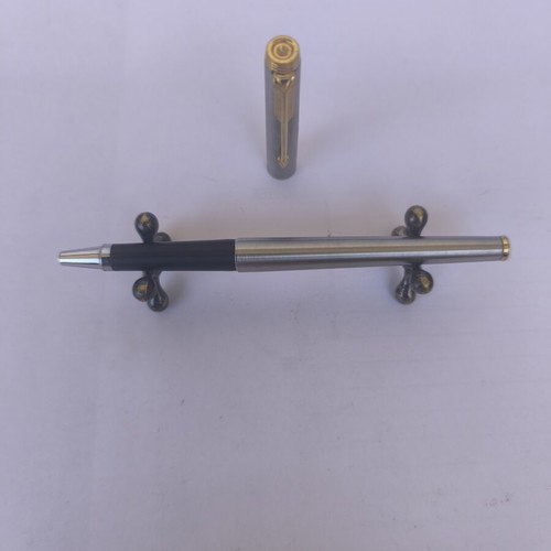 Parker Slim rollerball pen used, stainless steel, logo on cap