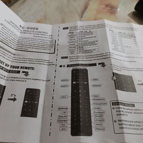 Universal remote control new with instructions and codes