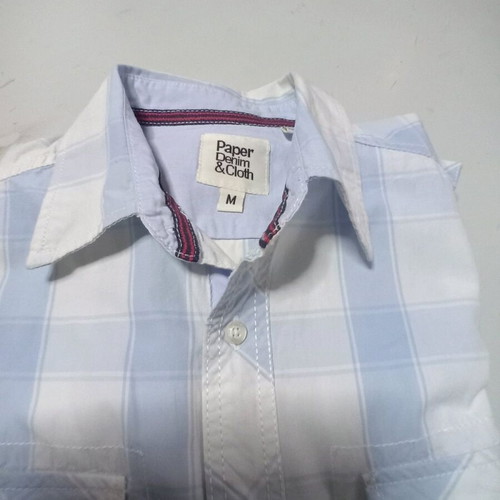 Paper Denim & Cloth Men's Short Sleeve Shirt new, size M, white blue