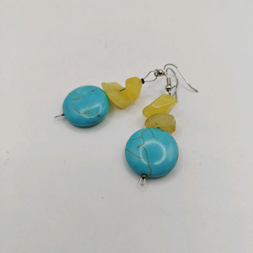 Dangling earrings new with turquoise and citrine handmade