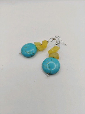 Dangling earrings new with turquoise and citrine handmade