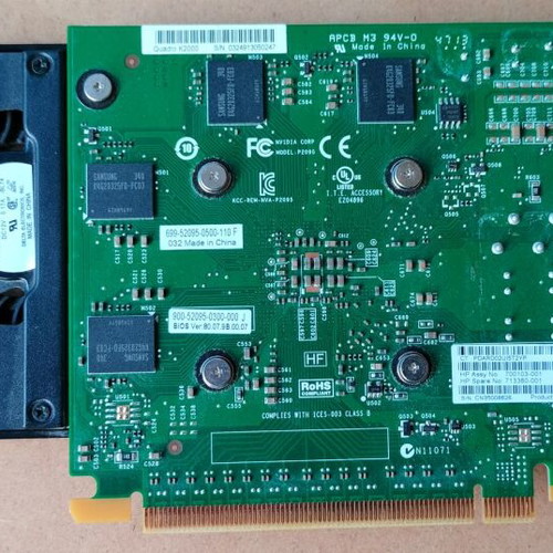 HP NVIDIA Quadro K2000 graphics card used, 2GB GDDR5