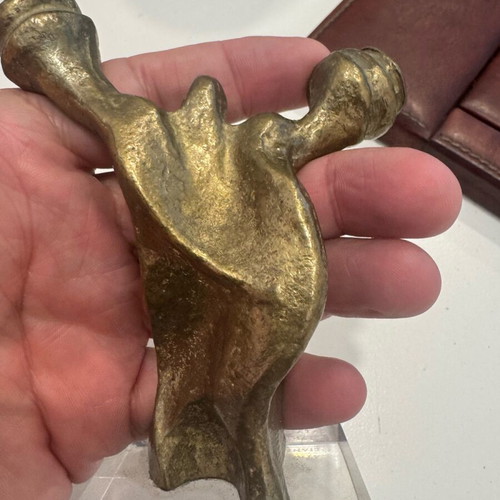 Olympic Weightlifting Commemorative Gift like new, bronze with plexiglass base