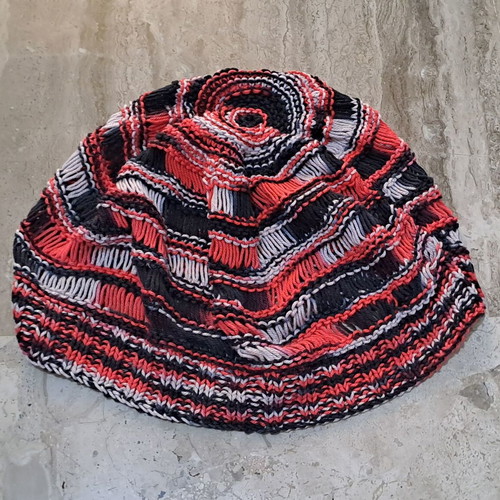 Handmade knitted set used kazaka, hat and multicolor scarf