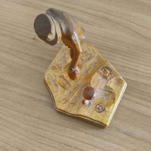 Handmade carved wooden man decoration used