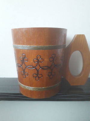 Wooden beer and wine mug used