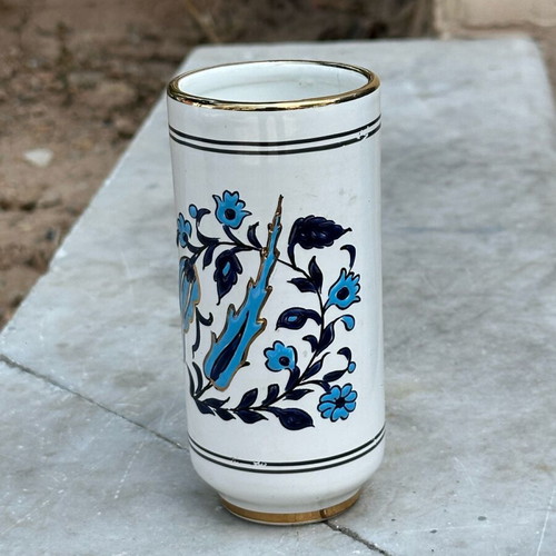 Handmade ceramic vase Manousakis Rhodes used with deer motif