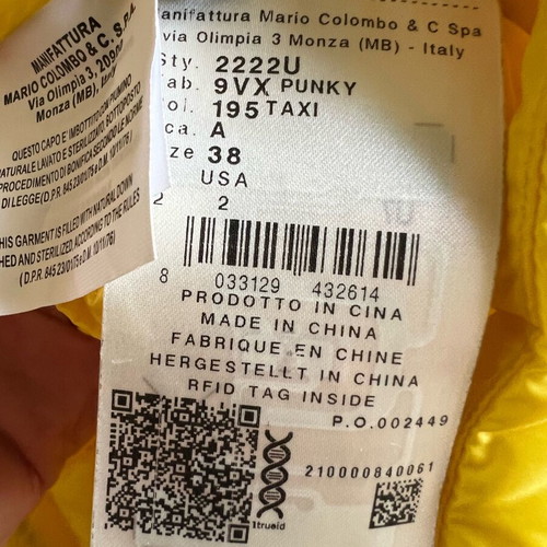 Colmar vest yellow women's size 38 new