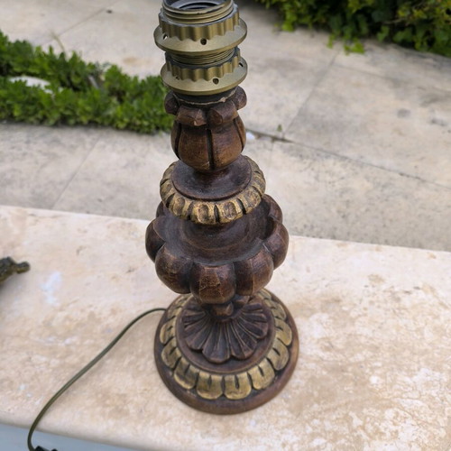 Wooden antique bed table lamp used, Italian wood