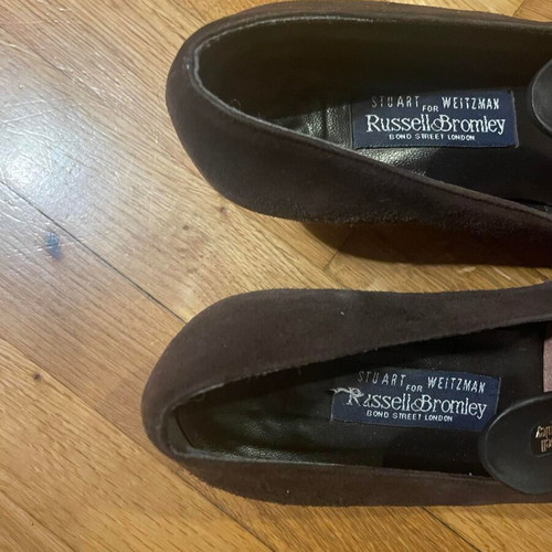 Vintage Russell & Bromley X Stuart Weitzman brown suede pumps used, size 38