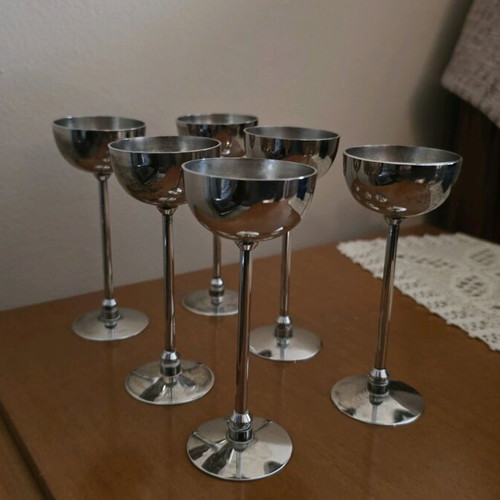 Silver-plated liqueur glasses used