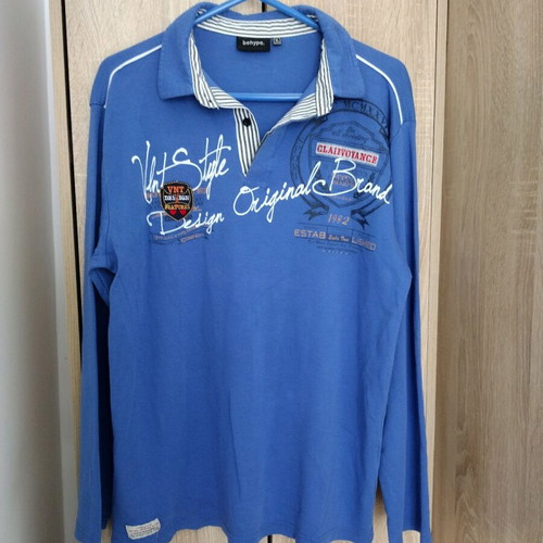 Behype men's long-sleeve polo shirt XL blue like new
