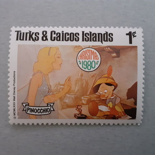Turks & Caicos Islands Walt Disney Pinocchio Stamps Set 7 Mint