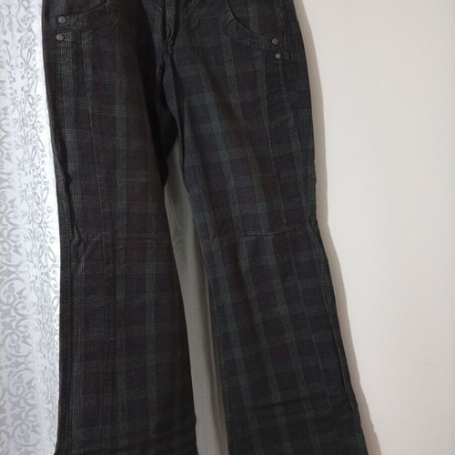 Attrattivo women's fabric pants used, plaid, slim fit, low rise