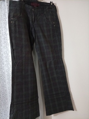 Attrattivo women's fabric pants used, plaid, slim fit, low rise
