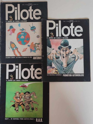 Pilote magazines used, set of 3 issues 1972, French