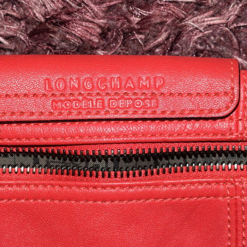 Longchamp Le Pliage leather crossbody bag used, red