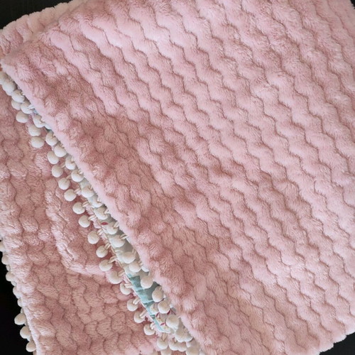 Baby fleece pink cuddle blanket like new with elephant design