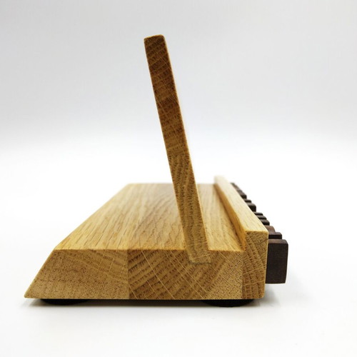 Wooden Now Playing vinyl record stand, handmade oak and walnut