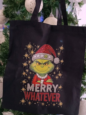 Grinch Christmas tote bag new, black shoulder