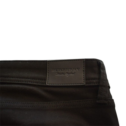 Burberry London England Skinny Low-Rise Black Jeans with Leather Patch W29