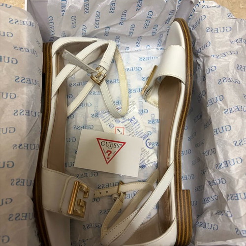 Guess Leather Sandals Used White Size 38