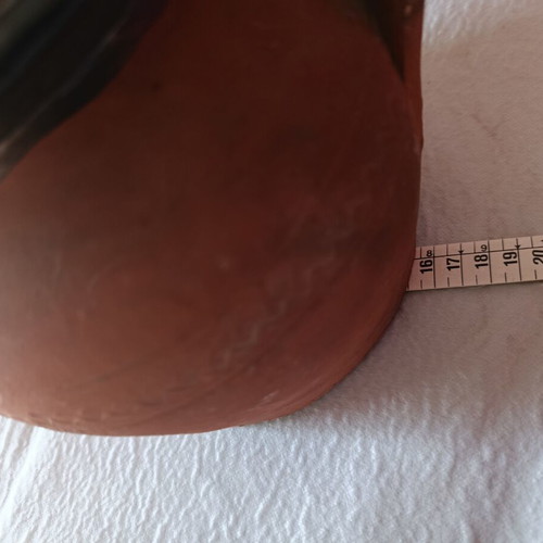 Traditional clay pot with two handles, 17cm height