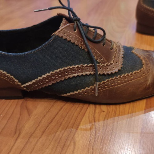 Tango and Latin dance shoes used, size 40, blue and brown