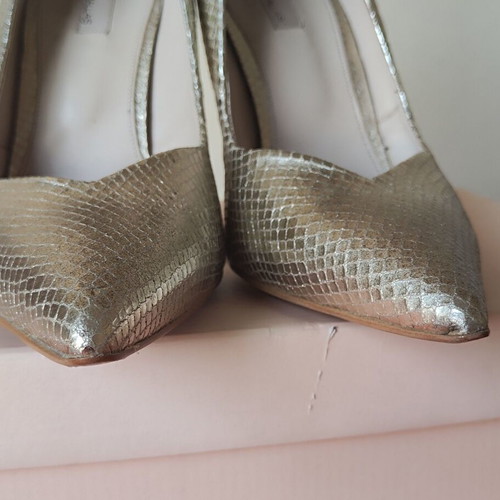 Tsakiris Mallas gold snake print leather pumps size 41 used, 12cm heel