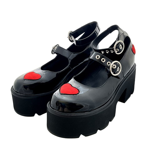 Lamoda platform shoes black with hearts, new, size 40