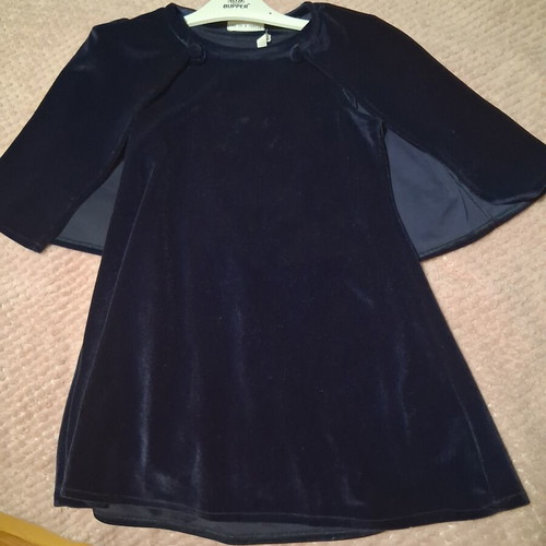 Velvet dress for girls 4 years old like new, Two In A Castle, navy blue with cape